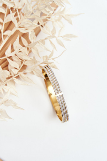 Stainless Steel Bracelet With Cubic Zirconia Gold 2