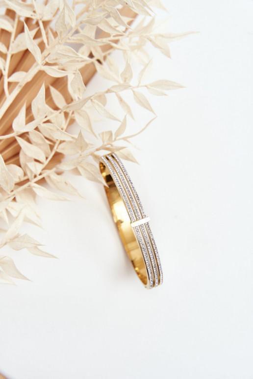 Stainless Steel Bracelet With Cubic Zirconia Gold