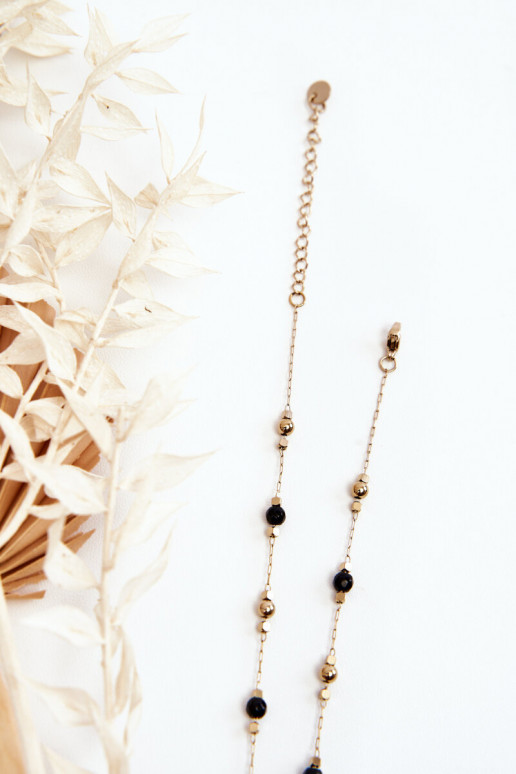 Women's Necklace With Black Beads Gold