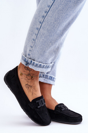 Women's Stylish Suede Loafers Black Rabell 2