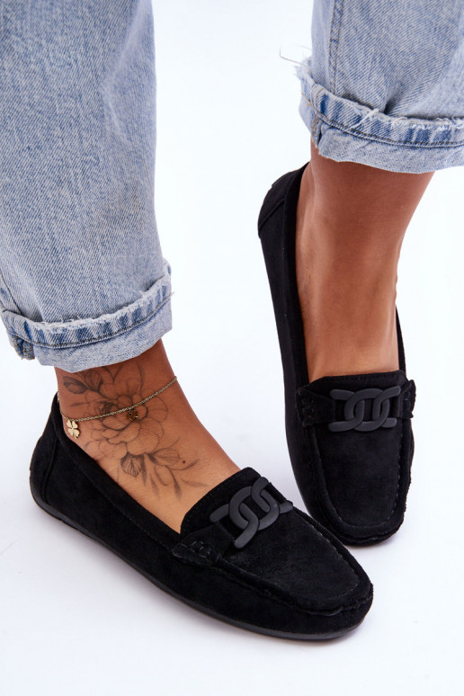 Women's Stylish Suede Loafers Black Rabell