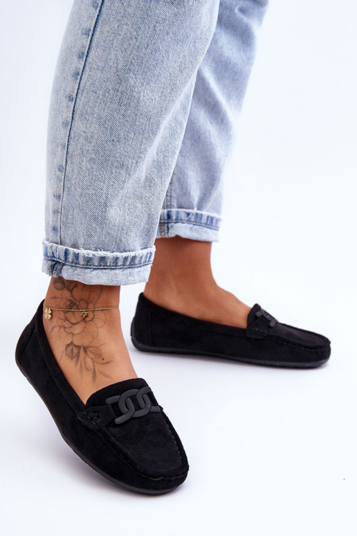 Women's Stylish Suede Loafers Black Rabell
