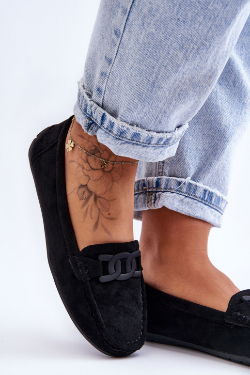 Women's Stylish Suede Loafers Black Rabell