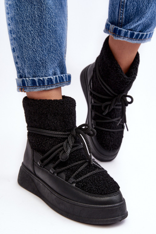 Women's Platform Snow Boots Black Ahatissa