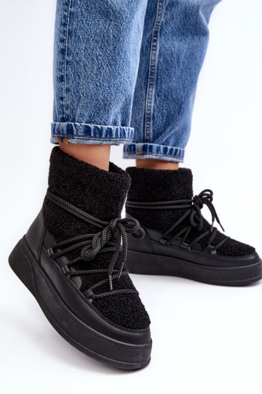 Women's Platform Snow Boots Black Ahatissa