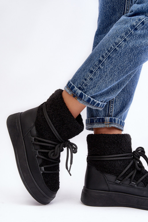 Women's Platform Snow Boots Black Ahatissa