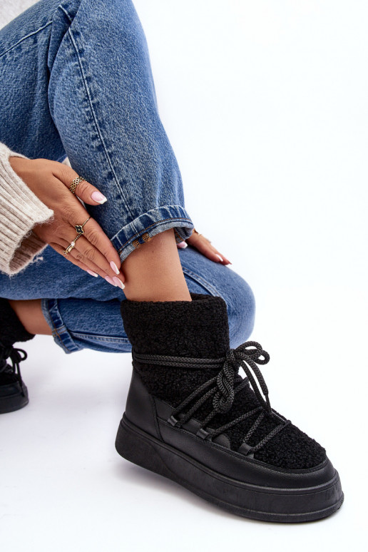 Women's Platform Snow Boots Black Ahatissa