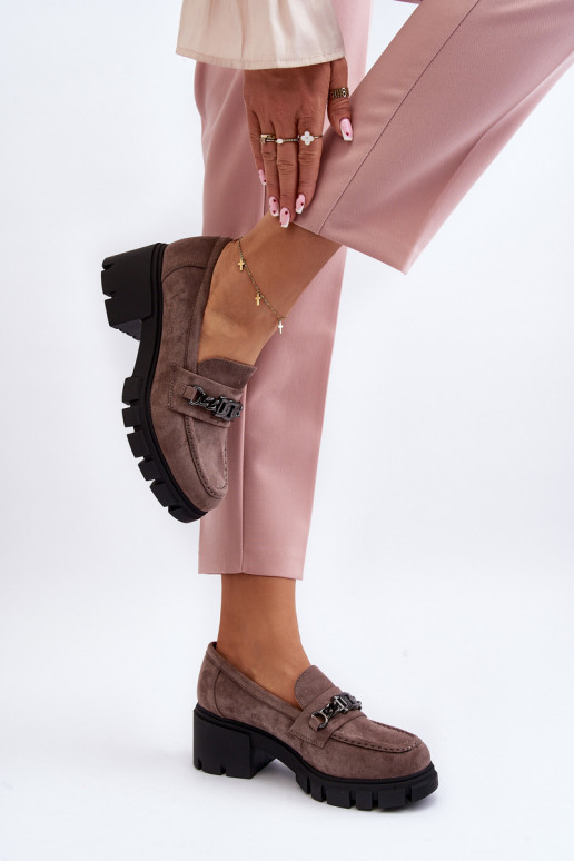 Beige Loafers on Chunky Heel Eriella