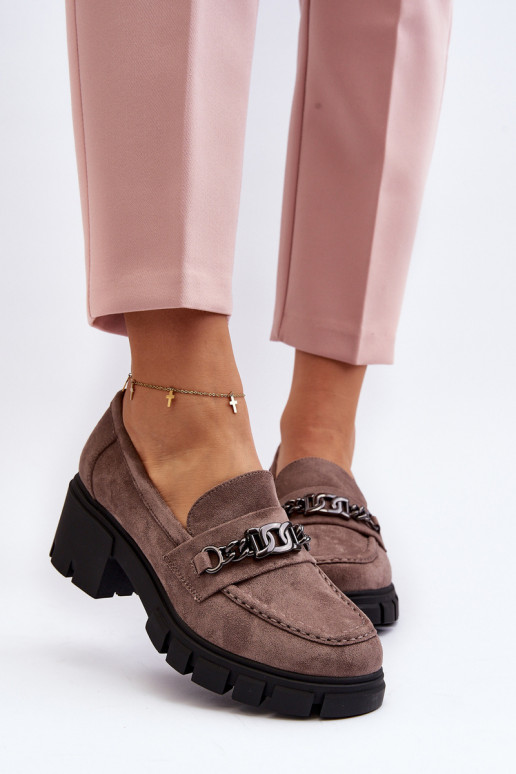 Beige Loafers on Chunky Heel Eriella