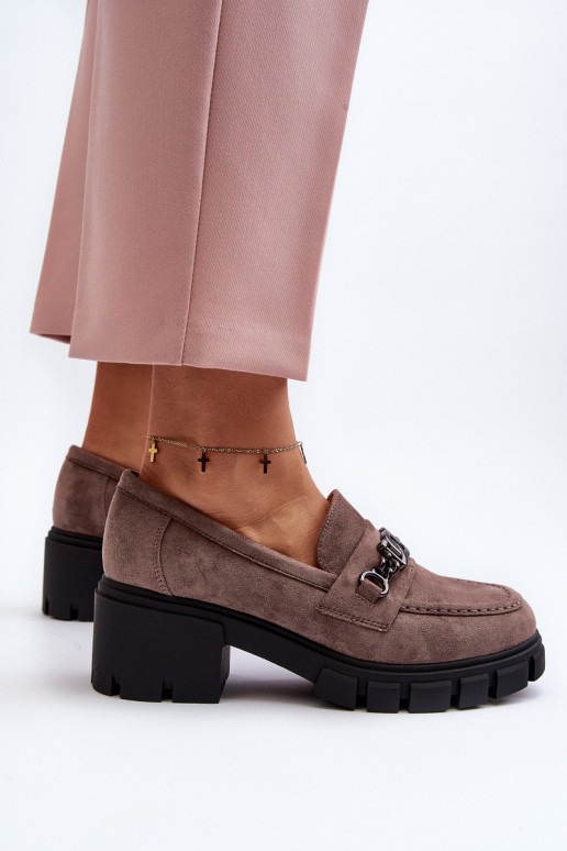 Mokasyny Na Masywnym Obcasie Beżowe Eriella