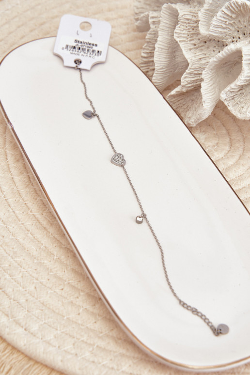 Ankle Bracelet with Silver Hearts