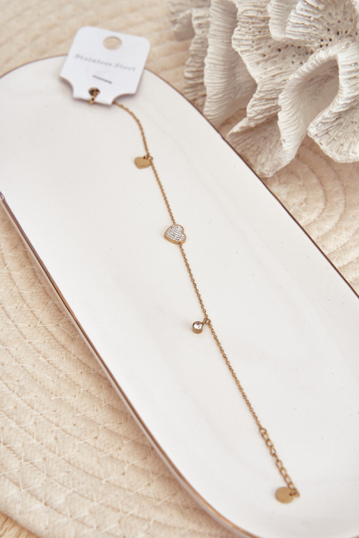 Ankle Bracelet with Gold Hearts