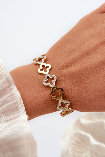 Women's Bracelet Adorned with Zirconia Stainless Steel Gold