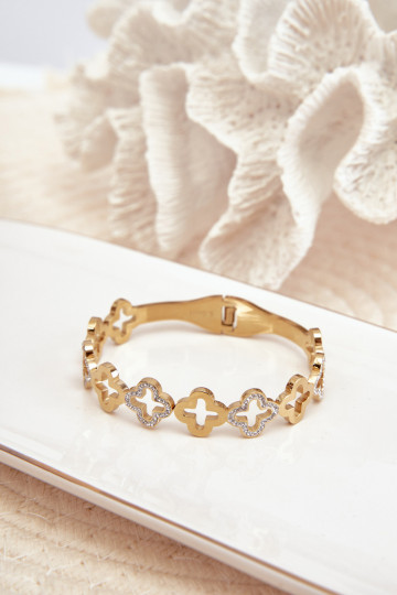 Women's Bracelet Adorned with Zirconia Stainless Steel Gold 2