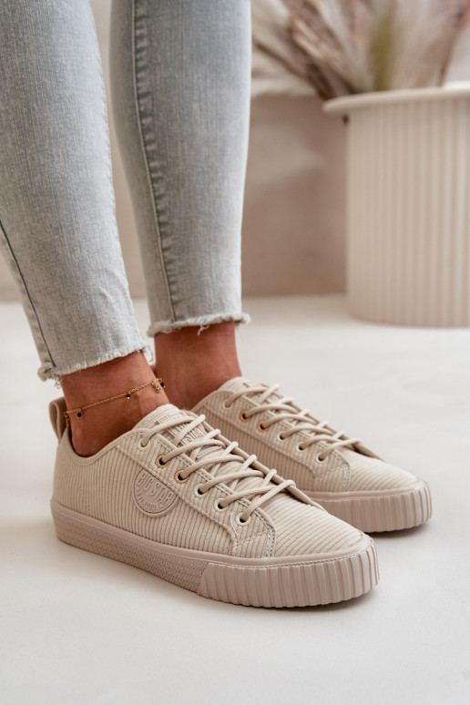 Women's Insulated Corduroy Sneakers Big Star OO274812 Hi-Poly System Beige