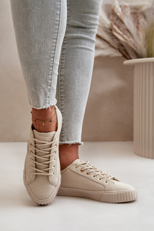 Women's Insulated Corduroy Sneakers Big Star OO274812 Hi-Poly System Beige
