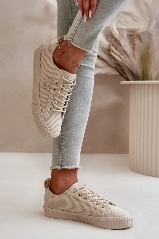 Women's Insulated Corduroy Sneakers Big Star OO274812 Hi-Poly System Beige