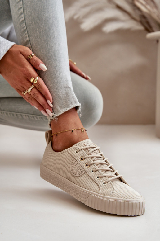 Women's Insulated Corduroy Sneakers Big Star OO274812 Hi-Poly System Beige