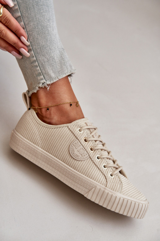 Women's Insulated Corduroy Sneakers Big Star OO274812 Hi-Poly System Beige