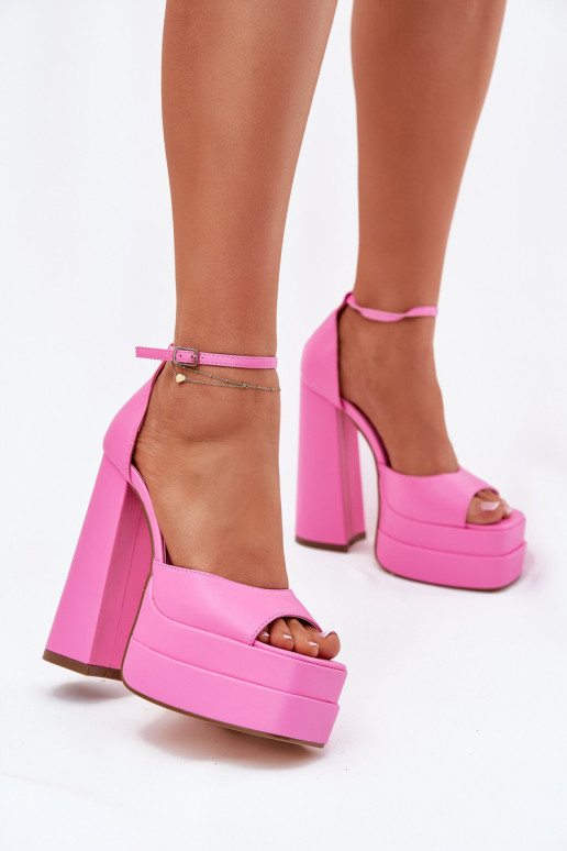 Ladies Sandals On Heel And Platform Pink Beloria