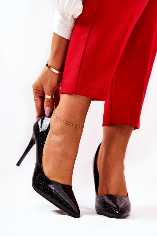 Snake Pattern Stilettos Black Tissoria