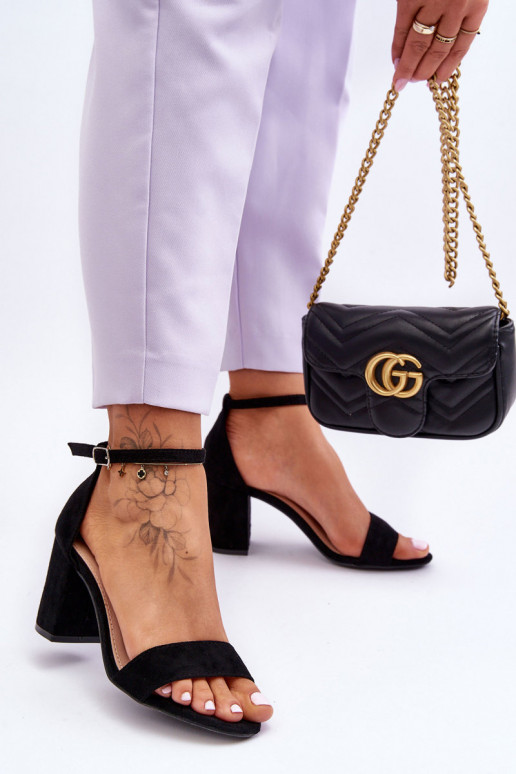 Suede High Heel Sandals Black Madame