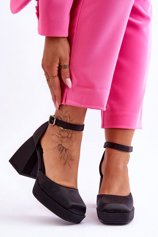 Modne Czółenka Na Masywnym Obcasie Czarne Sandia