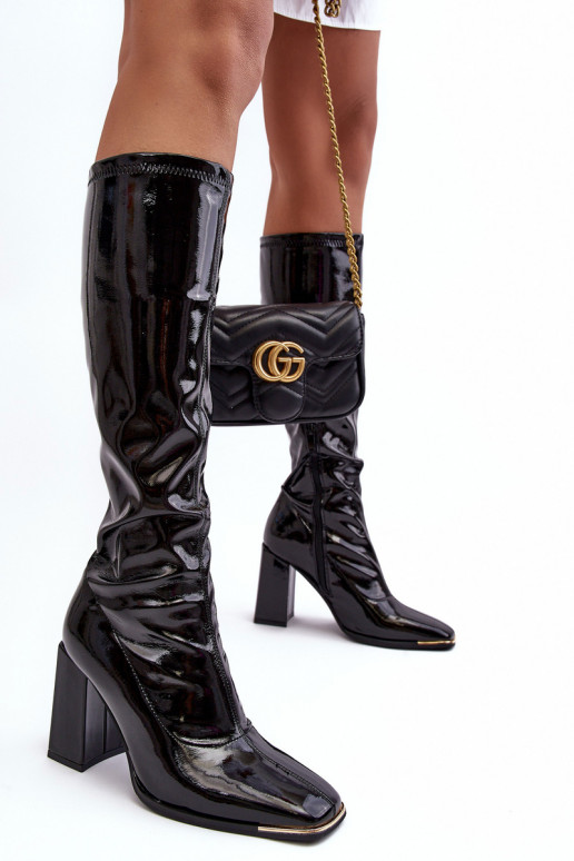 Women's Glossy Over-the-Knee Boots Black Mlokva