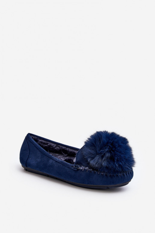 Women's Moccasins with Fur Lining Blue Novas