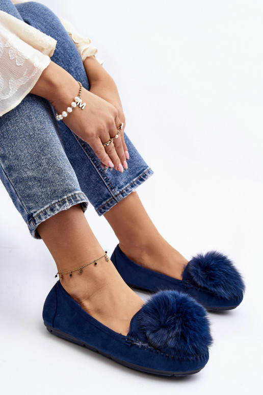 Women's Moccasins with Fur Lining Blue Novas