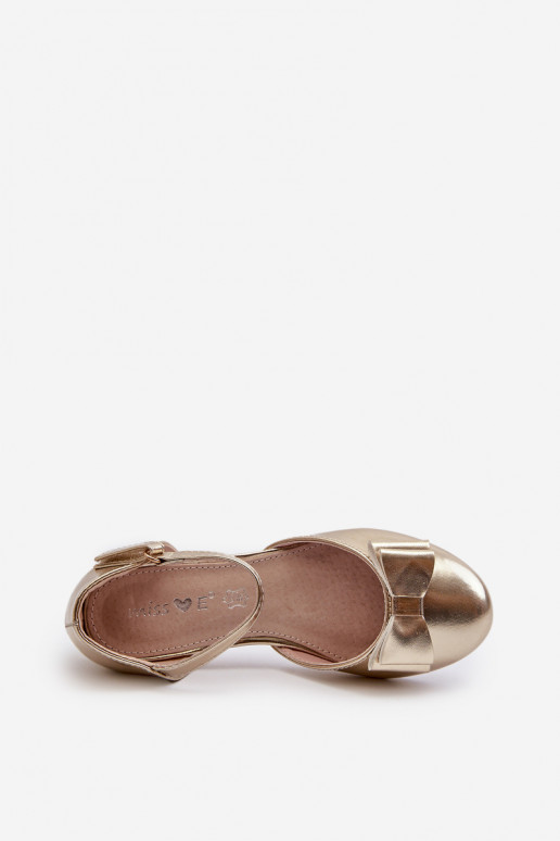 Girls' ballet flats with bow Gold Andarifa