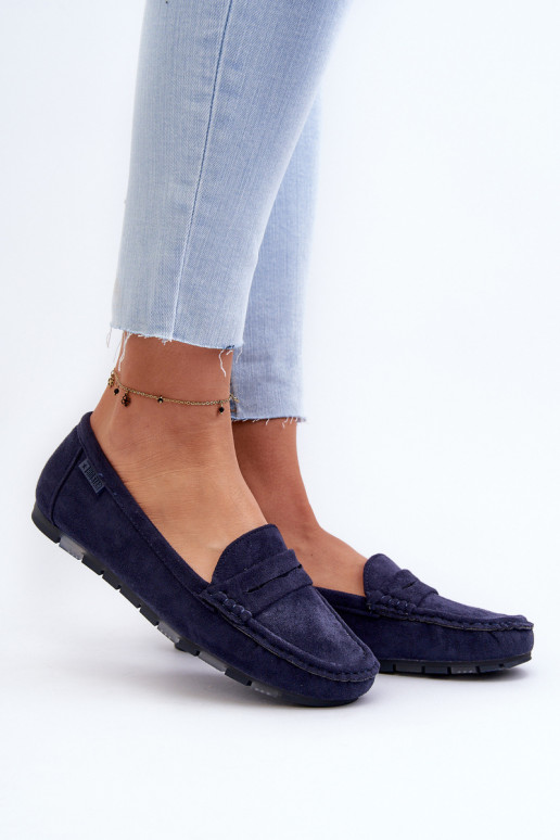 Women's Eco Suede Moccasins Big Star NN274931 Memory Foam System Navy