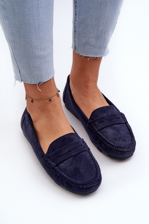 Women's Eco Suede Moccasins Big Star NN274931 Memory Foam System Navy