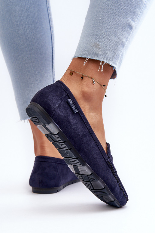 Women's Eco Suede Moccasins Big Star NN274931 Memory Foam System Navy
