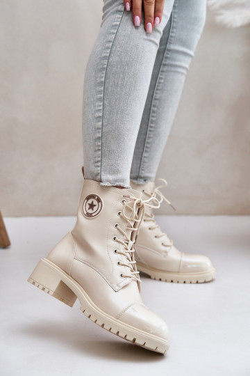Warm Zip-Up Work Boots Beige Soratta 2