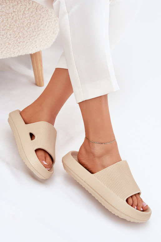 Women's Platform Sandals With Cutout Beige Ameira