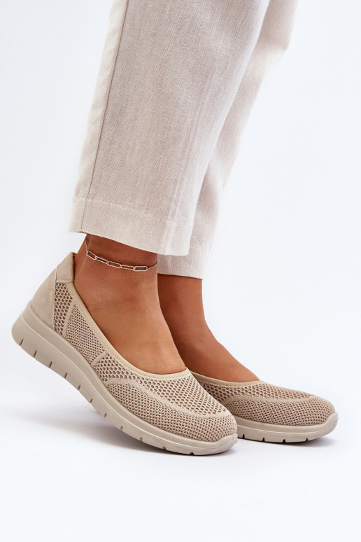 Beige Platform Ballet Flats and Wedges Aviaba