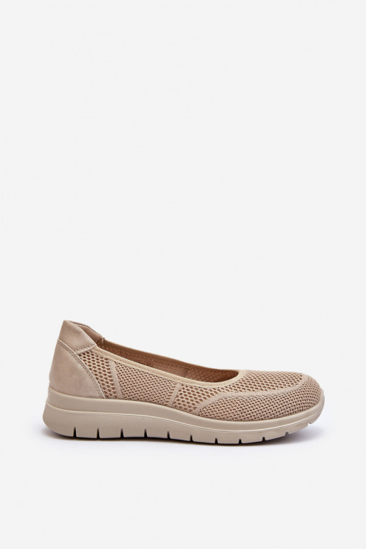 Beige Platform Ballet Flats and Wedges Aviaba