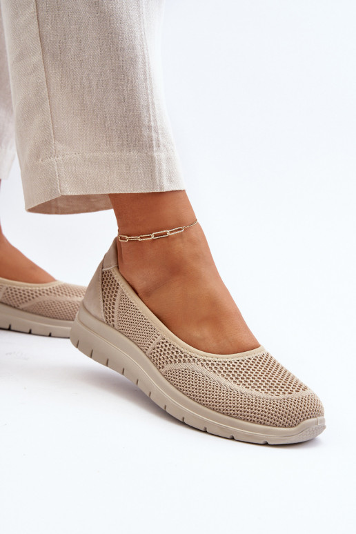 Beige Platform Ballet Flats and Wedges Aviaba