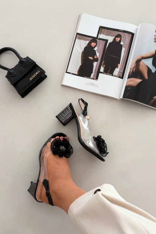 High heel sandals with decoration D&A MR52-238 Black