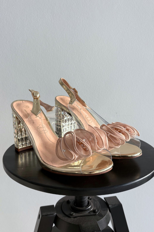 Heeled Sandals with Crystals D&A MR52-237 Gold