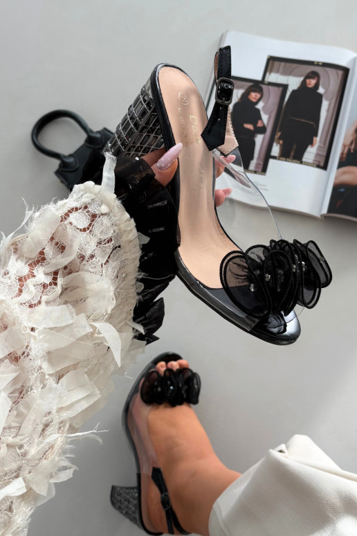 Heeled Sandals With Crystals D&A MR52-237 Black