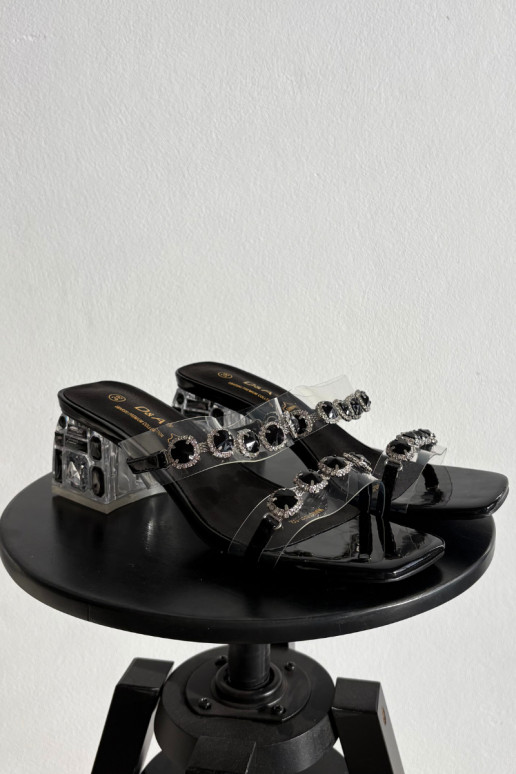 Women's Slippers with Crystals D&A MR1037-02 Black