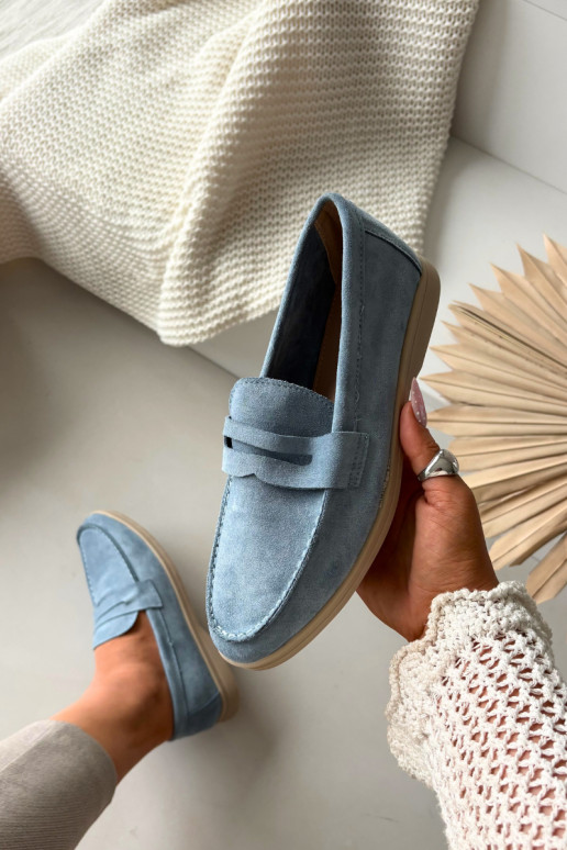 Women's loafers from eco suede blue Renelia