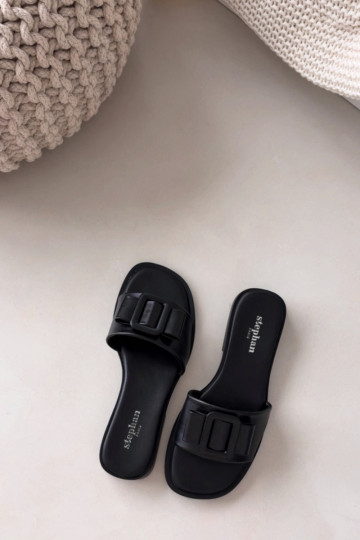 Women's Flat Sandals with Buckle Black Melivra 2