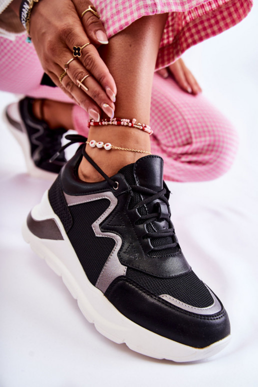 Damskie Modne Sneakersy Czarne Allie