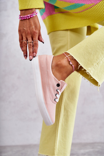 Materiałowe Damskie Tenisówki Big Star KK274020 Nude 2