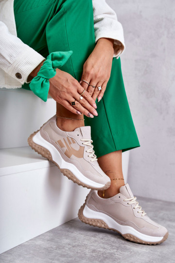 Women's Sport Shoes Tied Beige Tolea