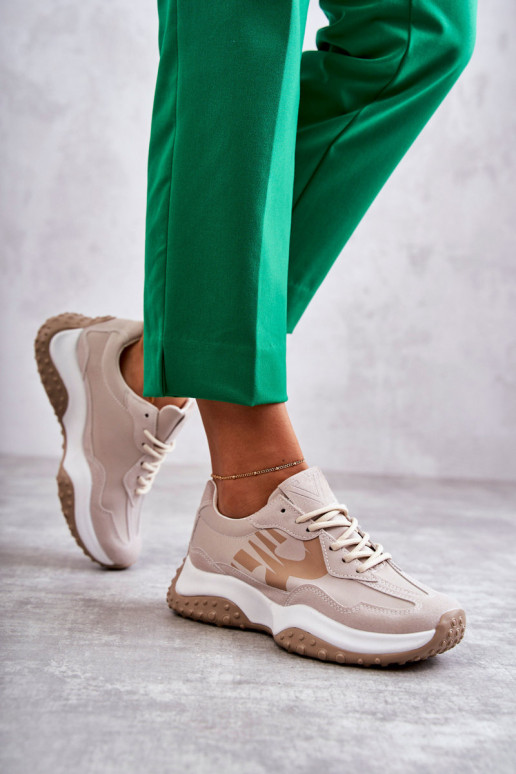 Women's Sport Shoes Tied Beige Tolea