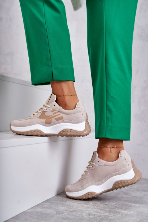 Women's Sport Shoes Tied Beige Tolea